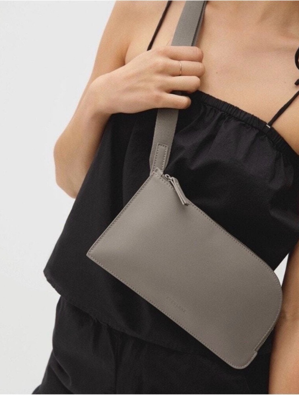 Everlane Italian Leather Sling Bag Clay Gray Made in Italy Crossbody